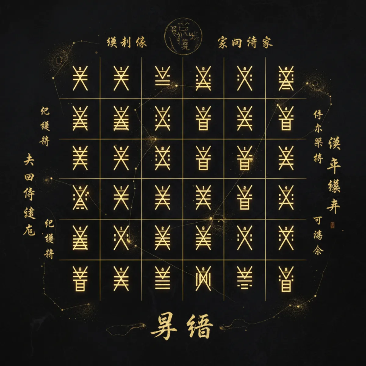 金色に輝く六十四卦の卦象