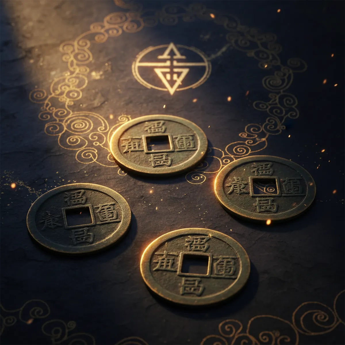 Ancient Chinese coins used for I Ching divination